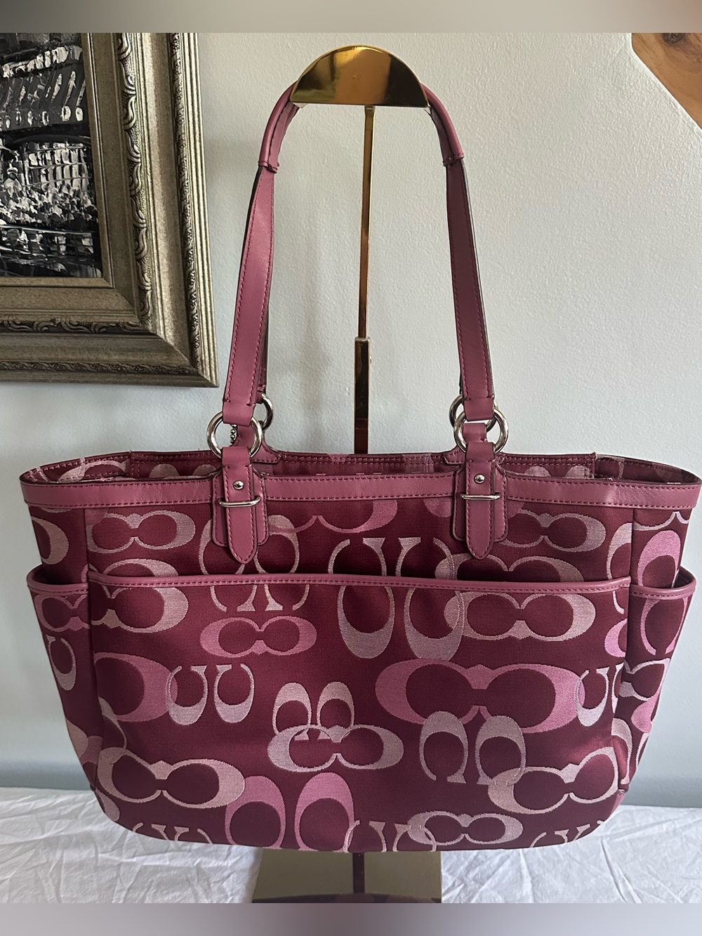 Coach Pink Gallery Optic Signature Y2K Tote - Picture 2 of 16